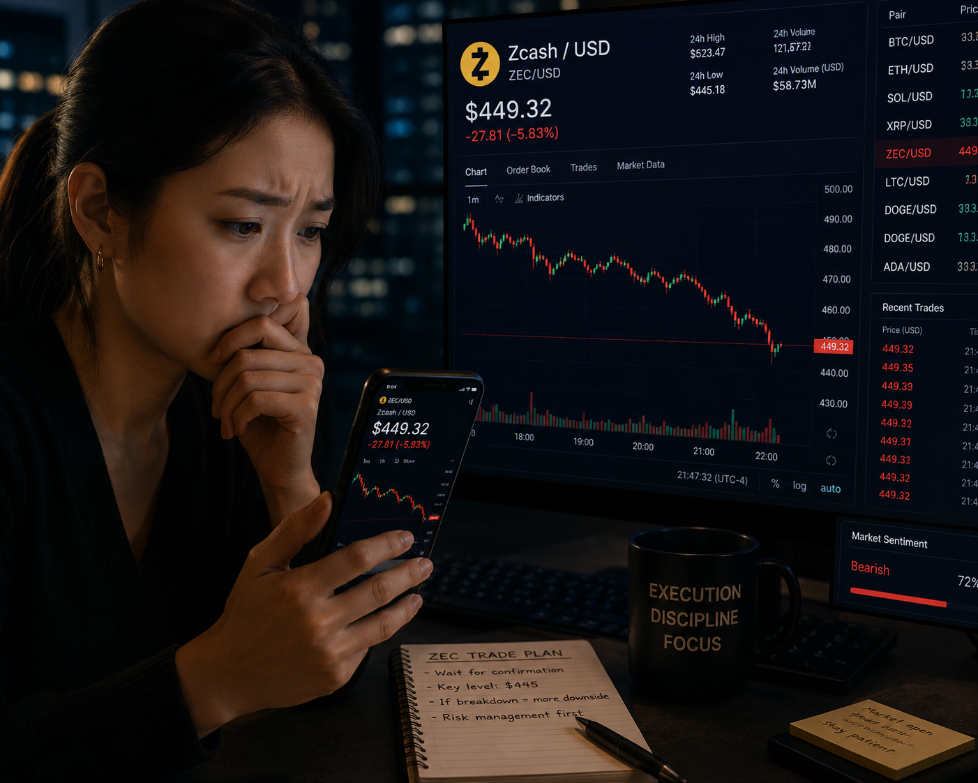 Analyst observing Zcash as it drops below $450