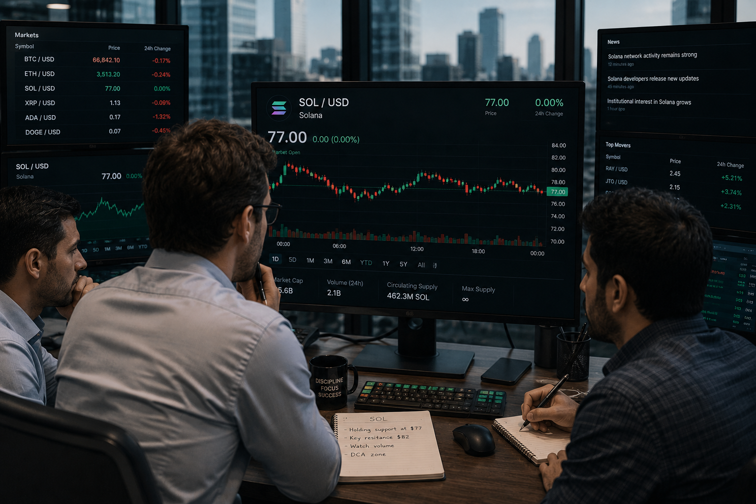 SOL holds $77 as ETF inflows and bullish derivatives signal further upside